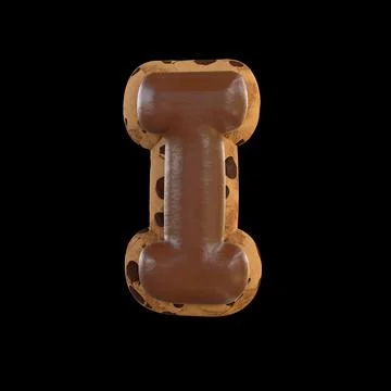 3d rendering of the I letter recreating a cookie with chocolate on top Ilustración de archivo