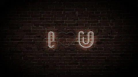 3D Rendering I Love You Neon Sign with a Brick Wall Background 库存影片 131360119