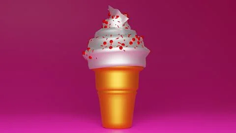 3d rendering ice cream with cherry 10 Stock Illustration