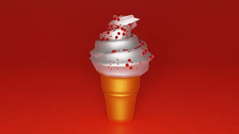 3d rendering ice cream with cherry 13 Stock Illustration