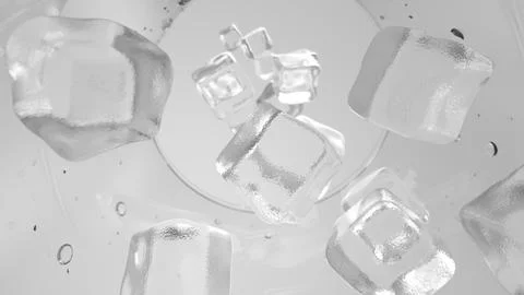 3D rendering ice float on the glass. Stock Illustration