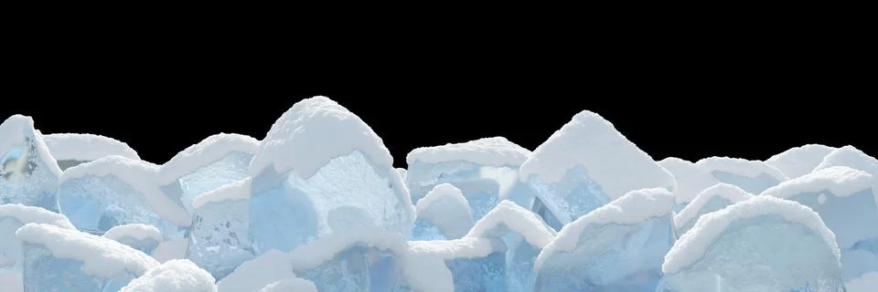3d rendering. Ice surface isolated on black background. winter decoration. Sn Stock Illustration