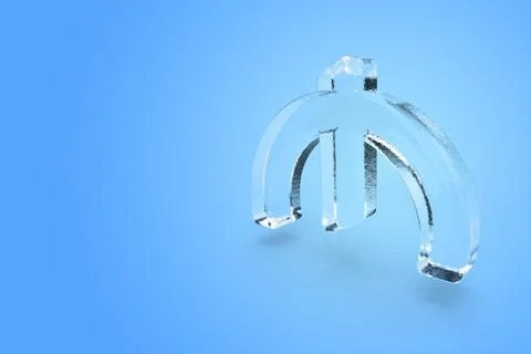 3D rendering ice transparent material Azerbaijan currency manat on a blue iso Stock Illustration