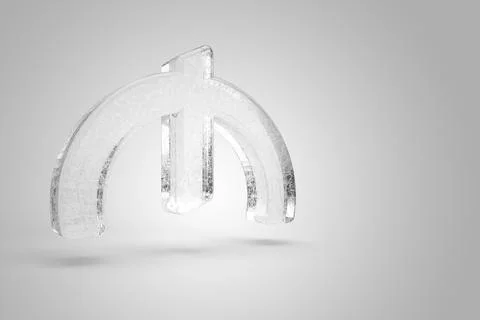 3D rendering ice transparent material Azerbaijan currency manat on a white is Stock Illustration