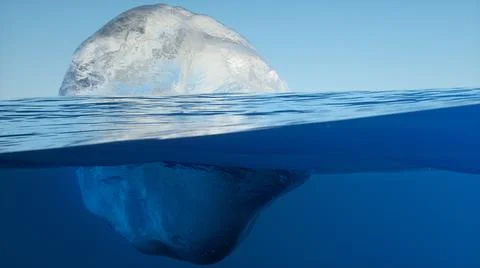 3d rendering of an iceberg, underwater split view Stockillustratie