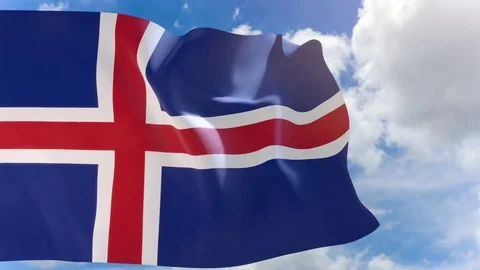3D rendering of Iceland flag waving on blue sky background with Alpha channel 스톡 동영상 85241240