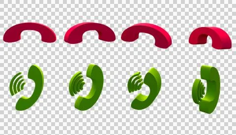 3d rendering icon incoming and outgoing phone calls, transparent background Ilustração Stock