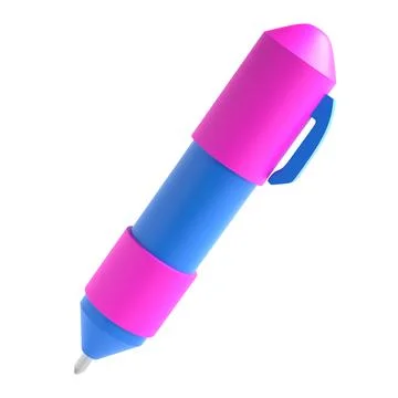 3d rendering icon office school pen stationery writing. Blue and violet colors 스톡 일러스트