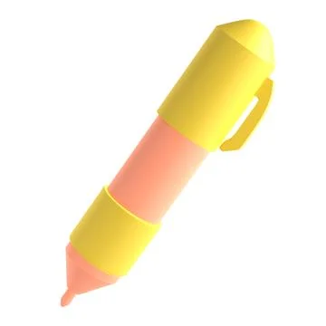3d rendering icon office school pen stationery writing. Yellow and pink colors 스톡 일러스트
