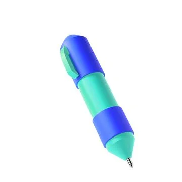3d rendering icon office school pen stationery writing. Blue and turquoise 스톡 일러스트