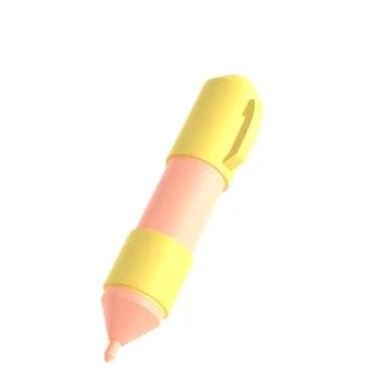 3d rendering icon office school pen stationery writing. Pink and yellow colors 스톡 일러스트