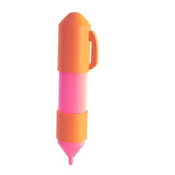 3d rendering icon office school pen stationery writing. Pink and orange colors 스톡 일러스트