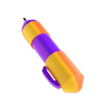 3d rendering icon office school pen stationery writing. Golden and lilac violet Stock-Illustration