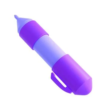 3d rendering icon office school pen stationery writing. Blue and lilac violet 스톡 일러스트