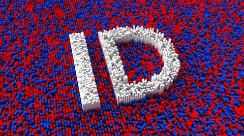 3d rendering of Idaho state abbreviation on red and blue background Stock Illustration