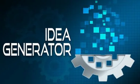3D rendering of an idea generator with blue digital cogwheels Stock Illustration