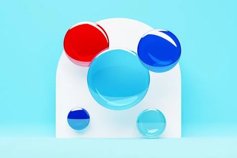 3D rendering, ideal shape, multi-colored volumetric figures flying  against p 스톡 일러스트