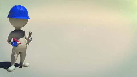 3d rendering of idle construction team leader with pen and notepad Stock Illustration