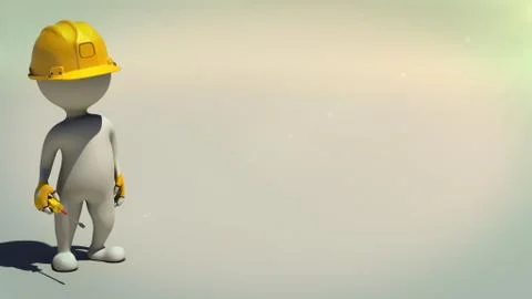 3d rendering of idle construction worker with screwdriver Stock Illustration