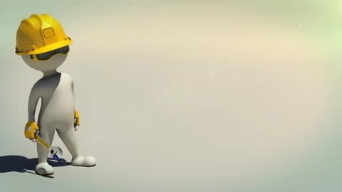 3d rendering of idle construction worker with wrench Stock Illustration