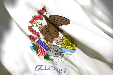 3d rendering of Illinois State flag Stock Illustration