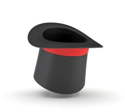 3d rendering of a illusionist's black hat isolated on a white background. Stock Illustration