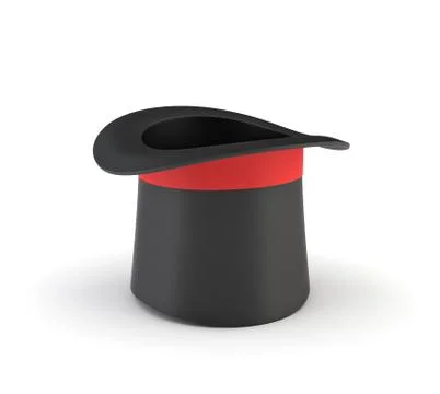 3d rendering of a illusionist's black hat isolated on a white background. Stock Illustration