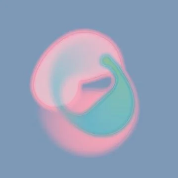 3d rendering illustration with an abstract organic object in blue and pink Stock Illustration