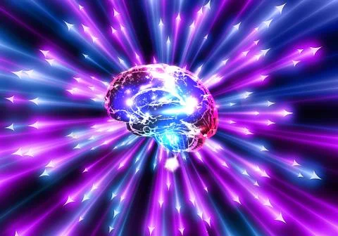 3d Rendering Illustration of an artificial intelligence brain with neural net Stock Illustration