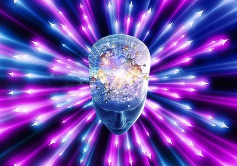 3d Rendering Illustration of an artificial intelligence in humanoid head with Stock Illustration