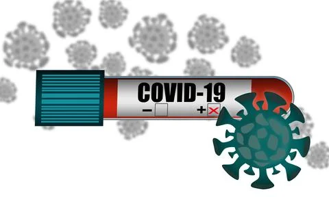 3D rendering illustration of a blood sample in a glass test tube, Covid-19 te Stock Illustration