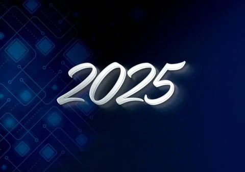 3d Rendering illustration of a bright 2025 design Stock Illustration