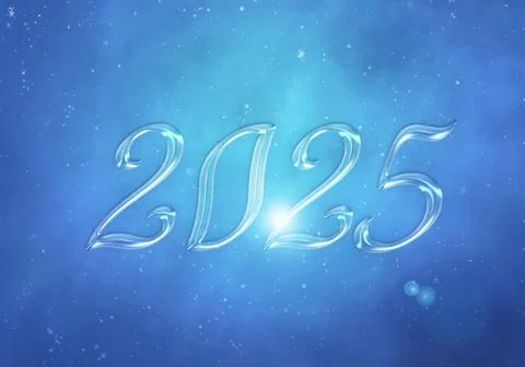 3d rendering illustration of a bright glassy 2025 design Stock Illustration