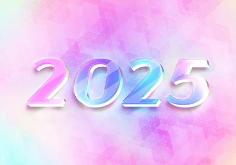 3d Rendering illustration of a bright multicolored 2025 design Stock Illustration