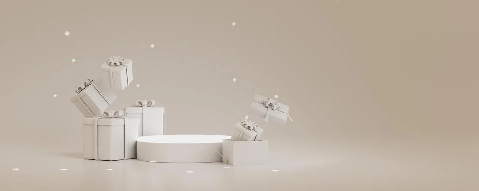 3D rendering illustration , Christmas 3d style Product podium White scene w.. Illustrazione stock