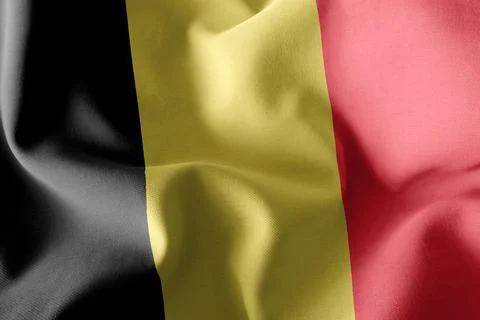 3D rendering illustration closeup flag of Belgium. Waving on the Foto stock