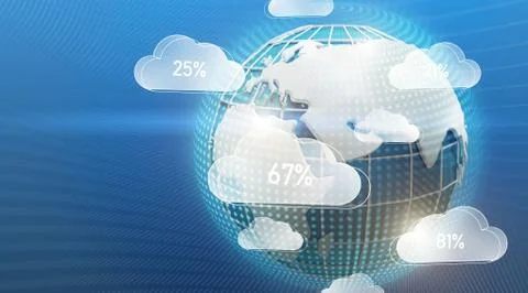 3d Rendering Illustration For Cloud Data Storage Concept With Abstract Illustrazione stock