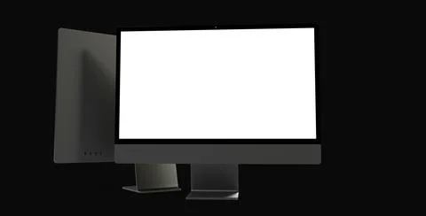 3D rendering illustration of a computer display with a blank screen Stock Illustration