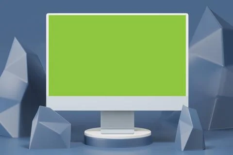 3d rendering illustration of computer display with free copy space on the screen Stock Illustration