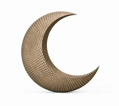 3D rendering illustration of a Crescent Moon made with cloth texture Ilustração Stock