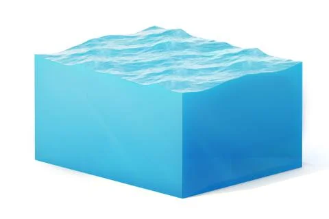 3d rendering illustration of cross section of water cube isolated on white with Stock Illustration