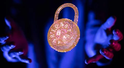 A 3D rendering illustration of cybersecurity and information or network prote Stock Photos
