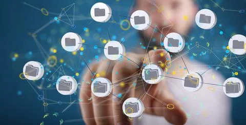 A 3D rendering illustration of data Internet infrastructure concept-Abstract  Stockfoto's