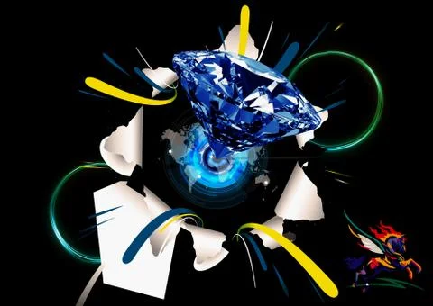 3d Rendering Illustration Of A Diamond Pursing Out Of A Paper With A Drawn Lo Stock Illustration