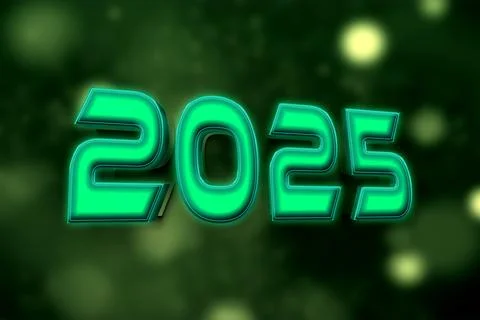 3d Rendering illustration of a digital 2025 design Stock Illustration