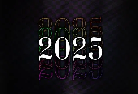 3d Rendering Illustration of a digital glitch of a 2025 design. Stock Illustration