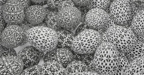 3d rendering. Illustration of easter eggs in black and white colors. Congratu Stock Illustration