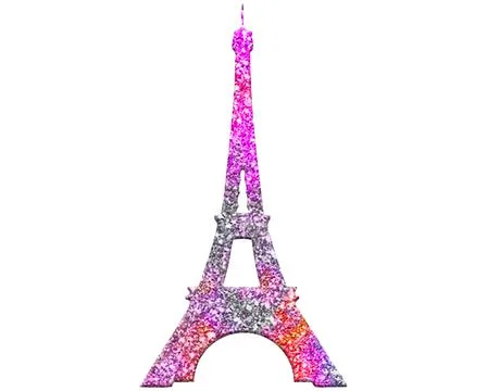 A 3d rendering illustration of the Eiffel tower made out of colorful glitter  Stock Illustration