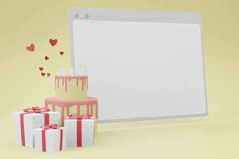 3d rendering illustration of empty webpage for product placement in minimal d Stock Illustration