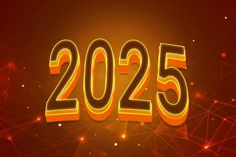 3d Rendering Illustration of a firey 2025 design. Stock Illustration